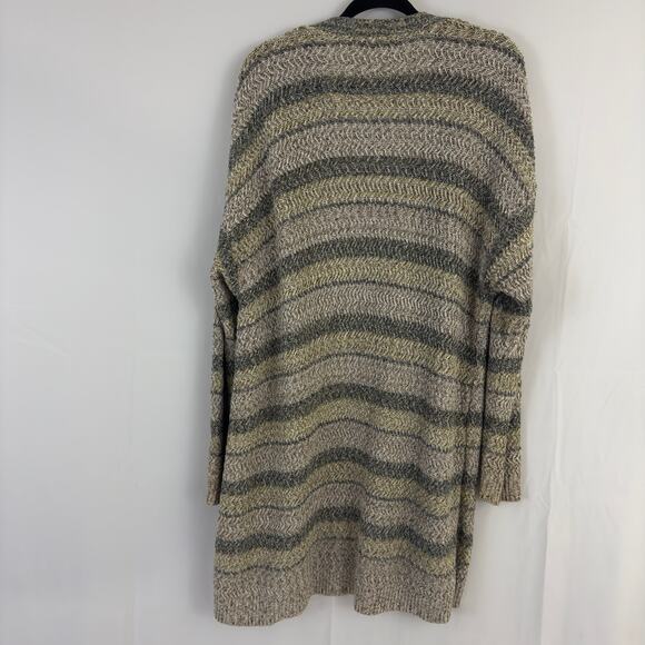 Lane Bryant Open Front Striped Cardigan - Gray and Tan - Picture 3 of 8